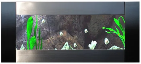 Brushed silver stainless steel wall aquarium tank
