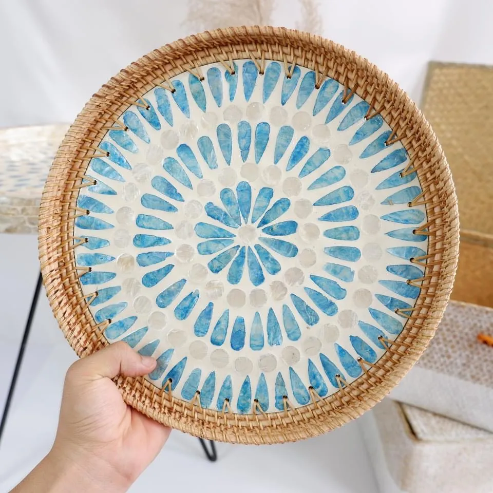 Высококачественные мозаичные яйца ракушки сочетаются с ротангом ручной работы во Вьетнаме