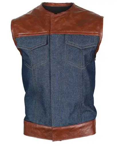 New Style Men Leather Biker Vests Pakistan Supplier Leather Motorbike Vest