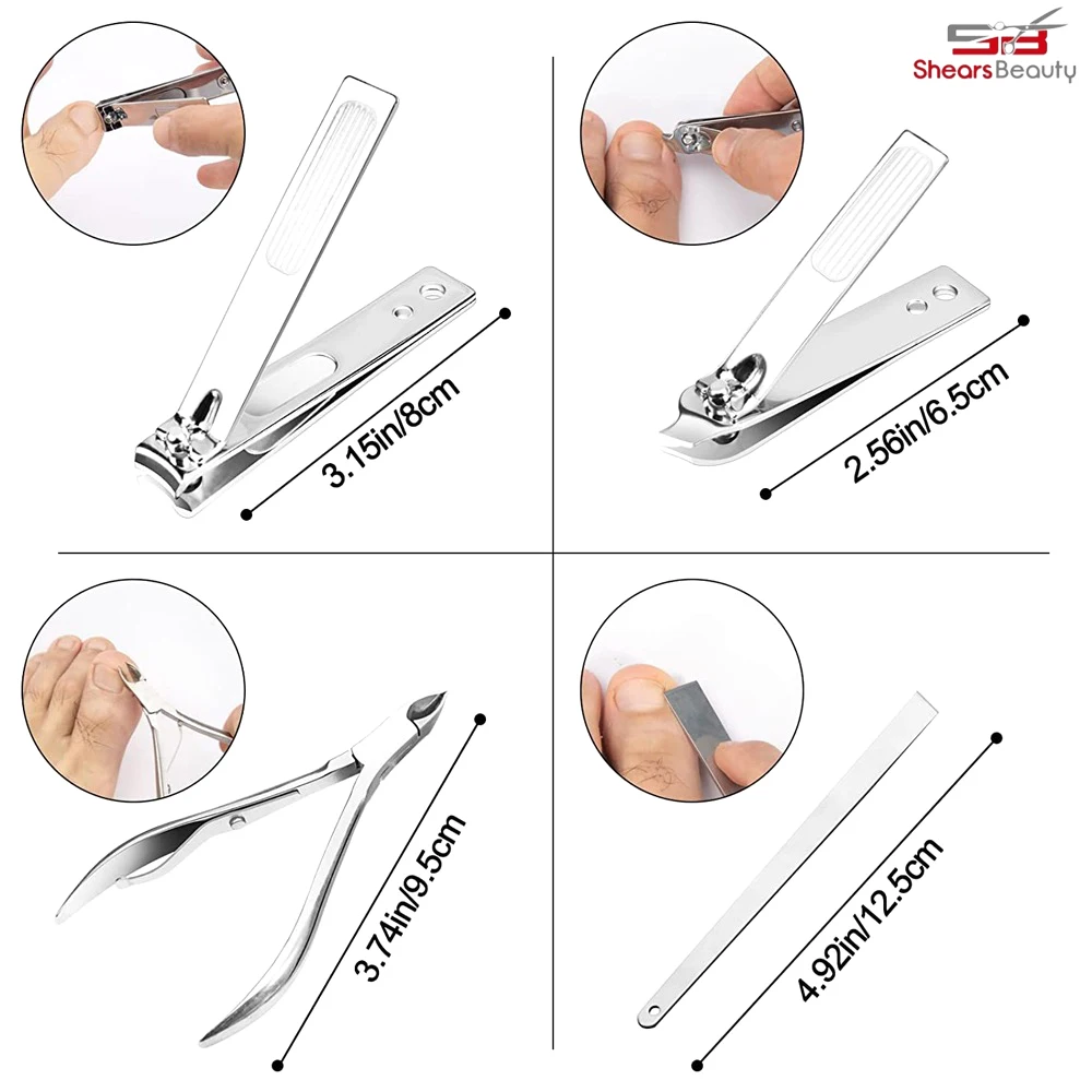 Manicure Set 16 Piece - Nail Clipper Set - Black Stainless Steel Nail Cutter Steel Professional Pedicure Kit Nail Scissors Groom