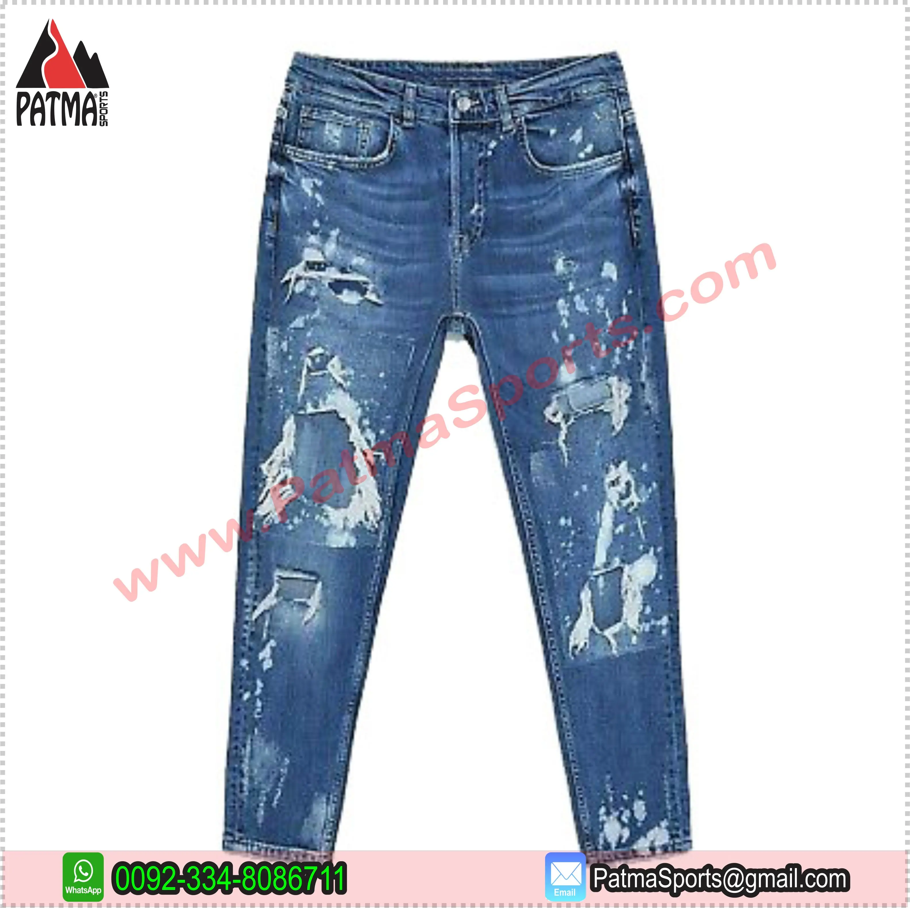 Skinny Ripped Fancy Unbranded Biker Jeans 2 OEM Denim Designer Wholesale Authentic Men Monkey White Bleach Light Western STREET
