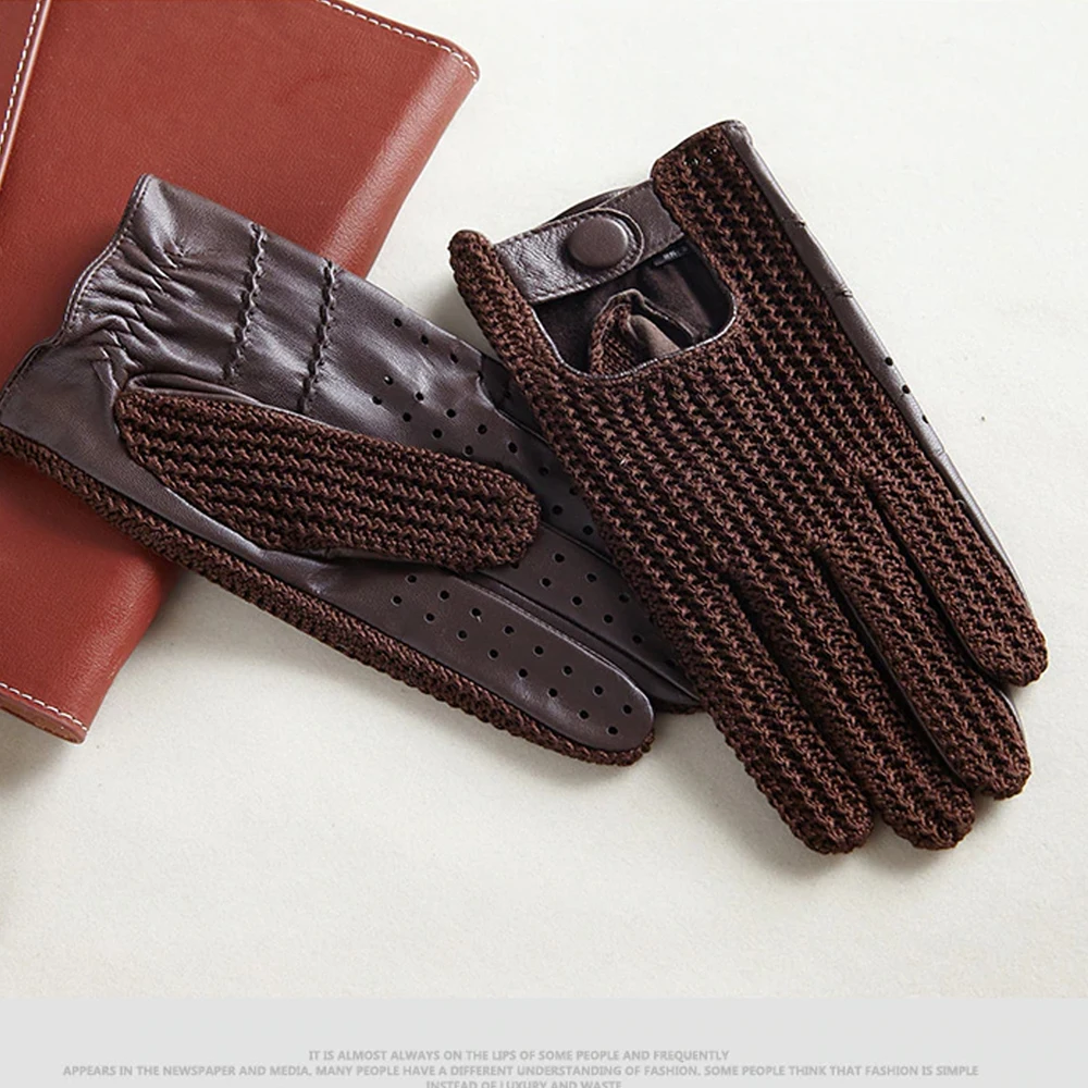 Мужские перчатки из овчины Deerskin мотоциклетные козьей кожи с закрытыми пальцами для вождения