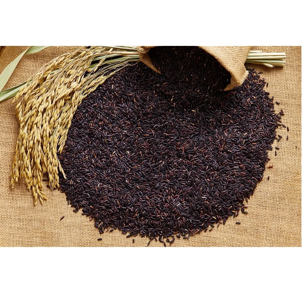 Dried Organic Thai Long-Grain Aromatic Rice Berry Black Rice in PP Woven Bags Packaging