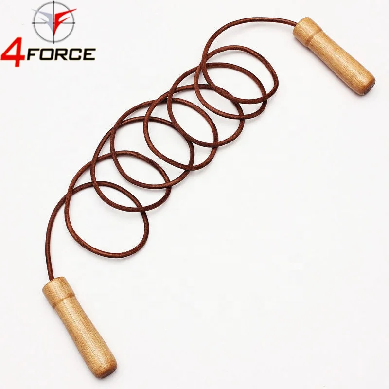 Wood Speed Sports Training Wooden Handles Leather Skipping Jump Rope