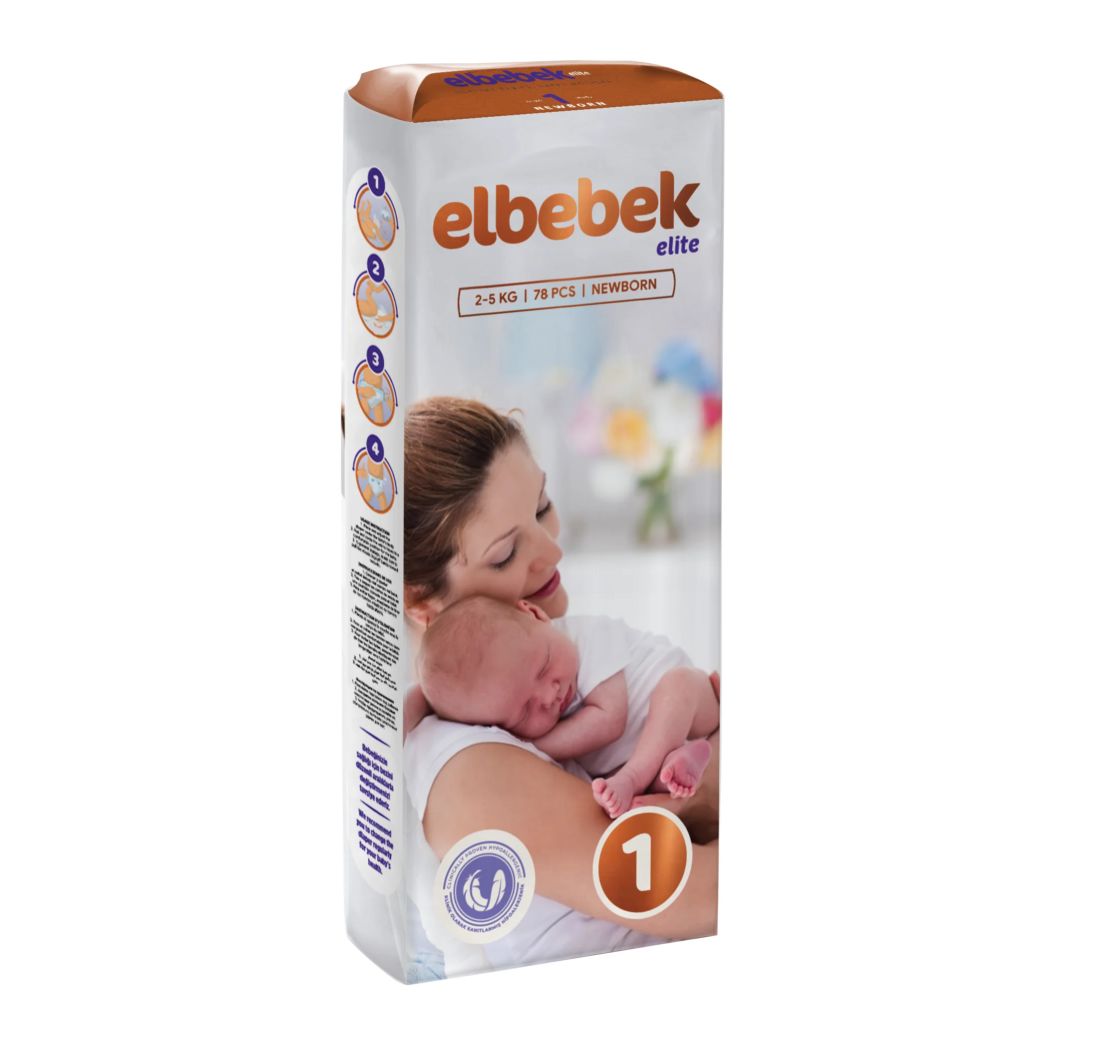 ELBEBEK BABY DIAPERS New Born 78 Pieces Hot Sale Breathable Disposable Baby Diapers Quick Absorption Long Lasting Dryness