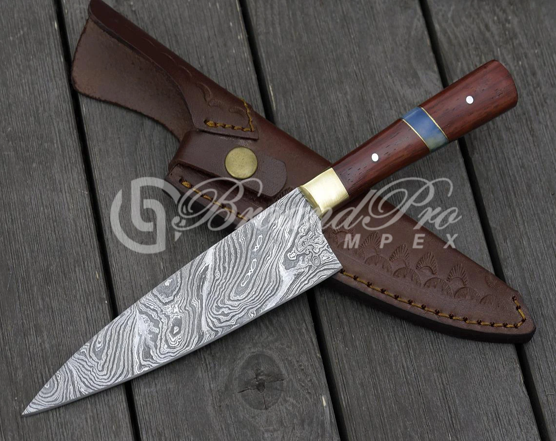  Нож шеф-повара из дамасской стали Профессиональный французский шеф-повар с экзотическим красным сердечком деревянная и композитная ручка 10 дюймов