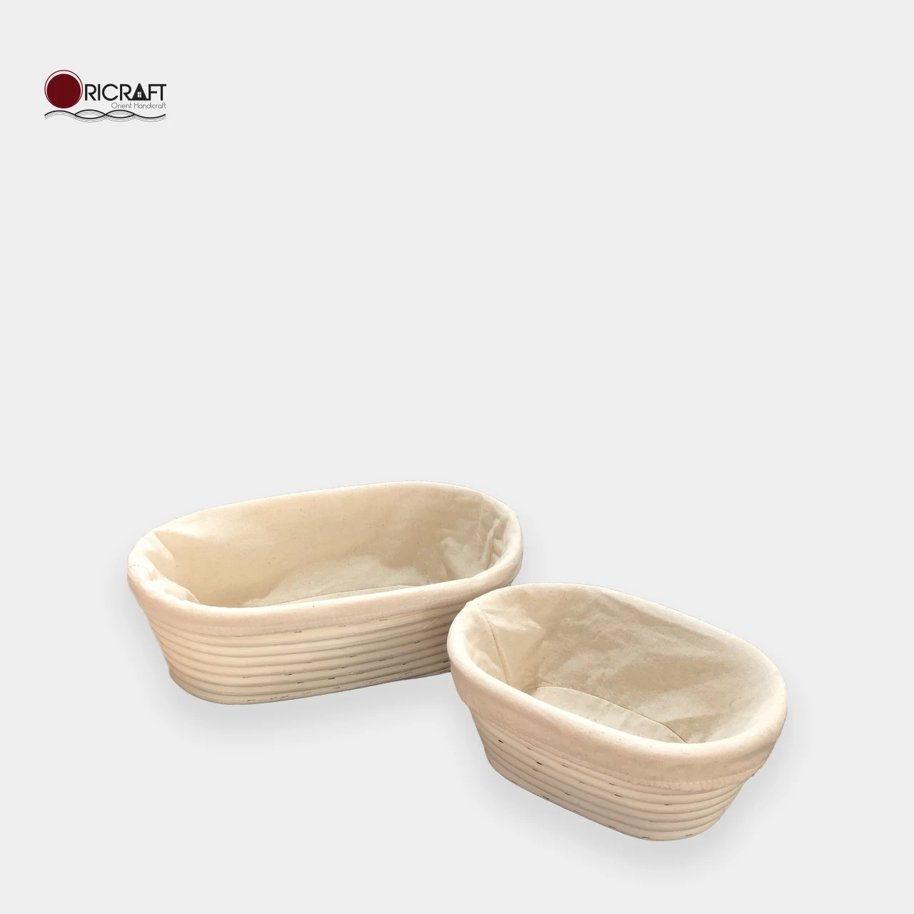 Оптовая продажа Овальная корзина из ротанга NUNIVAK Bannaton для хранения хлеба с декоративной тканевой подкладкой