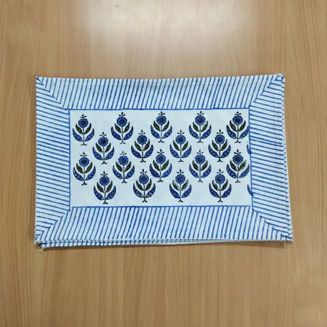 Indian 100% Cotton Natural Ethnic Design Set Of 6 Dinning Place Mats And Napkins Each Table Cover kitchen Napkin Table set Decor