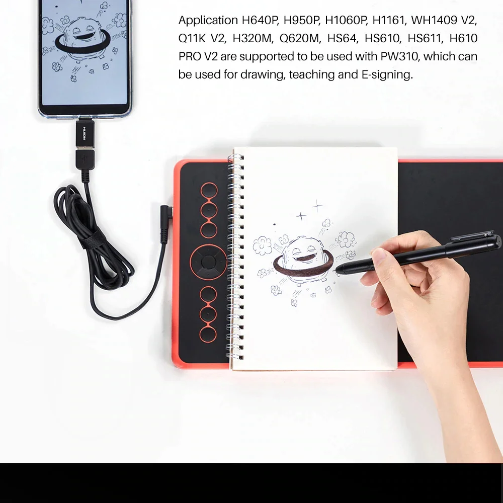Best seller HUION Scribo PW310 ink pen with refill double use digital drawing pen