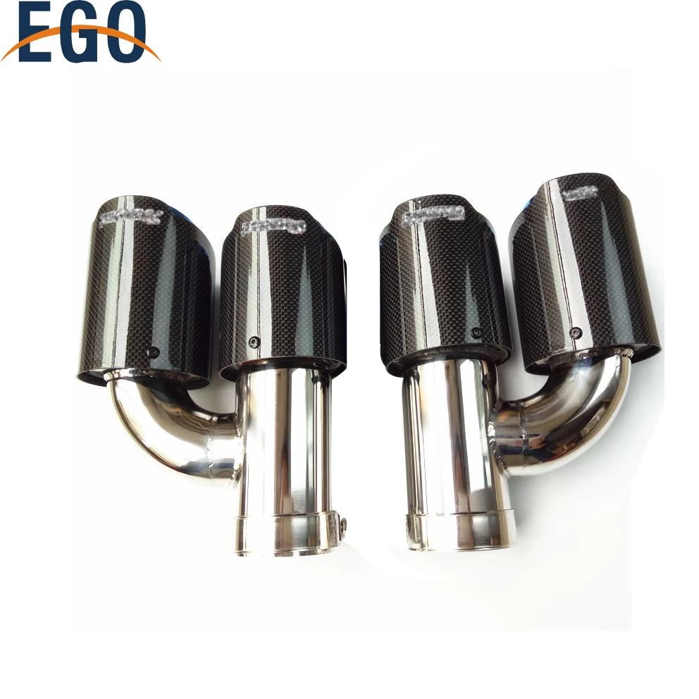 NEW  H Style AK logo Dual Carbon Fiber Exhaust Tip Stainless Steel Muffler Tip for Audi A4 A5 A6 A7 modified to B8 S4 S5 S6 S7