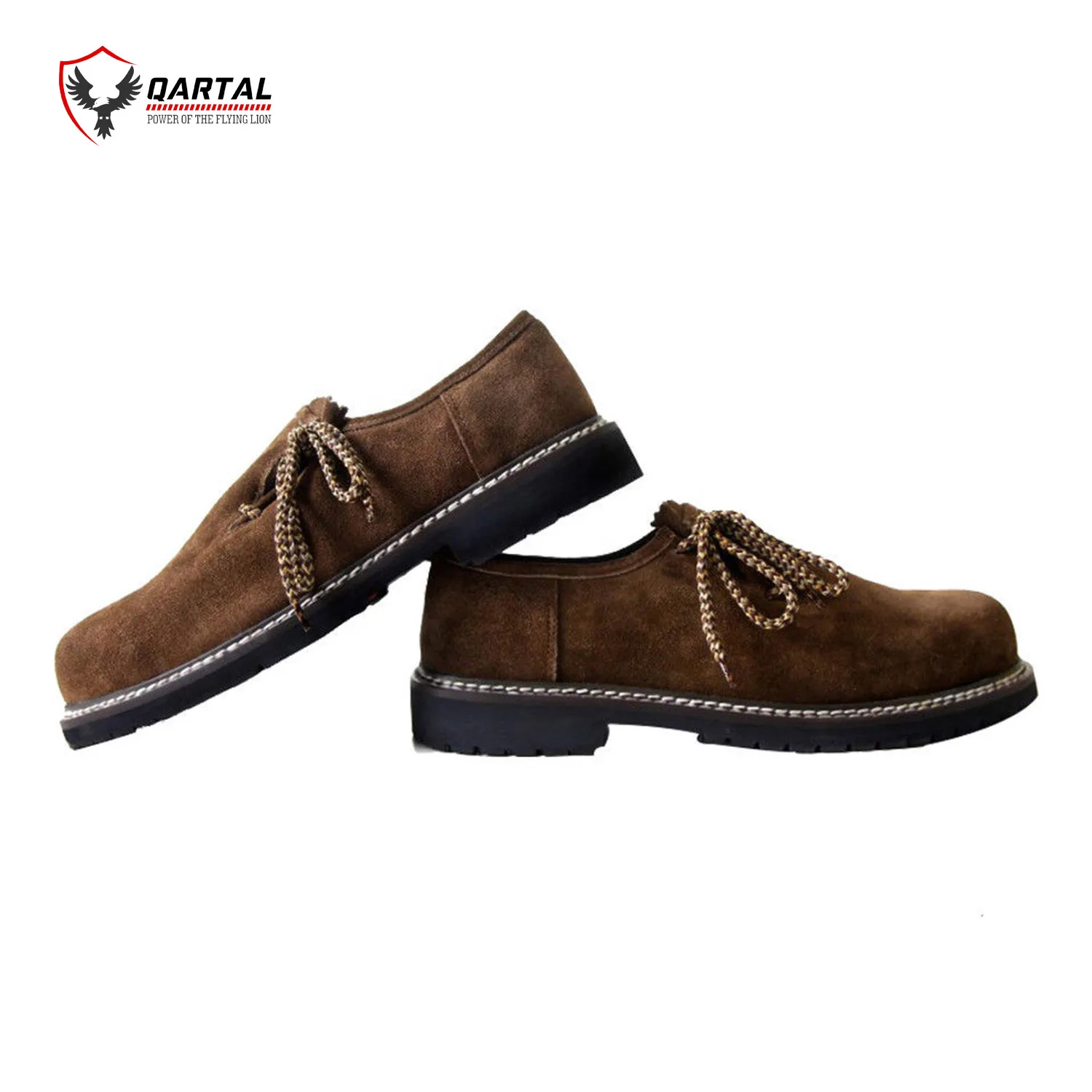 Gents Brown Leather Lace Up Hard Sole Mesh Bavarian Shoes High Quality German Trachten Lederhosen Shoes