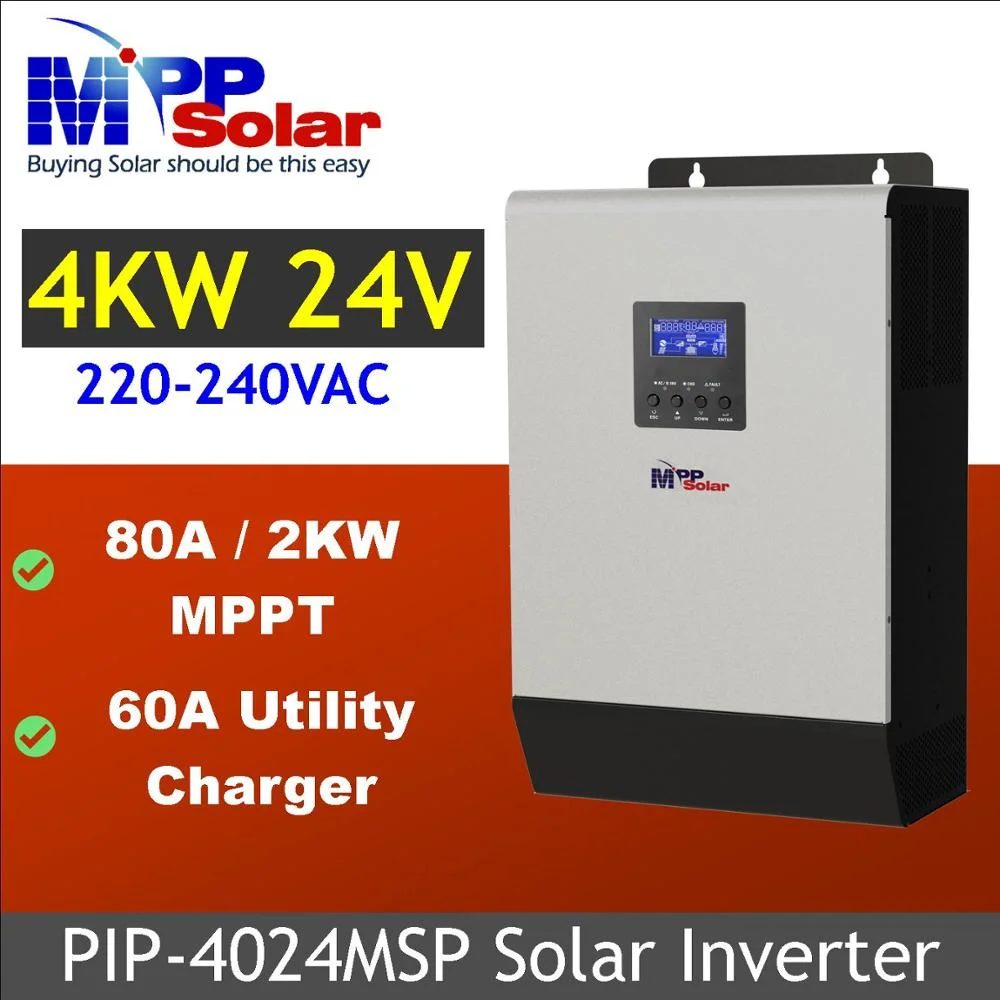 (MSP) 230vac 4000w AC output 24v mppt solar inverter + mppt solar charger 80A  + battery charger 60A, parallel able up to 6 unit