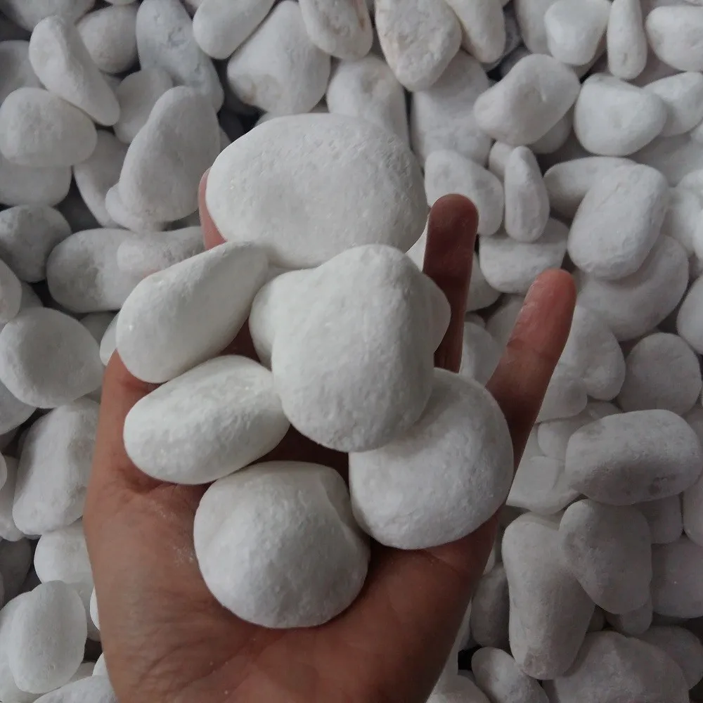 Pure white tumbled Snow white pebble stone small size
