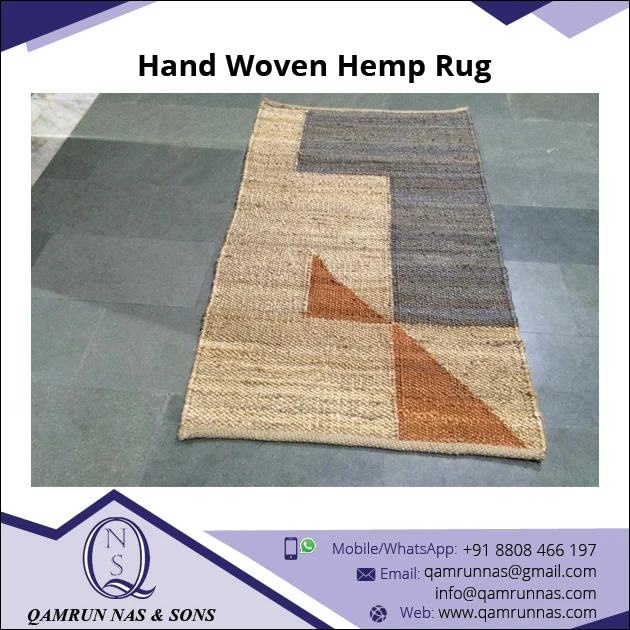 Top Quality Bulk Stock Elegant Pattern Hand Woven Hemp Rug Australia in geometrical design rug JH-122