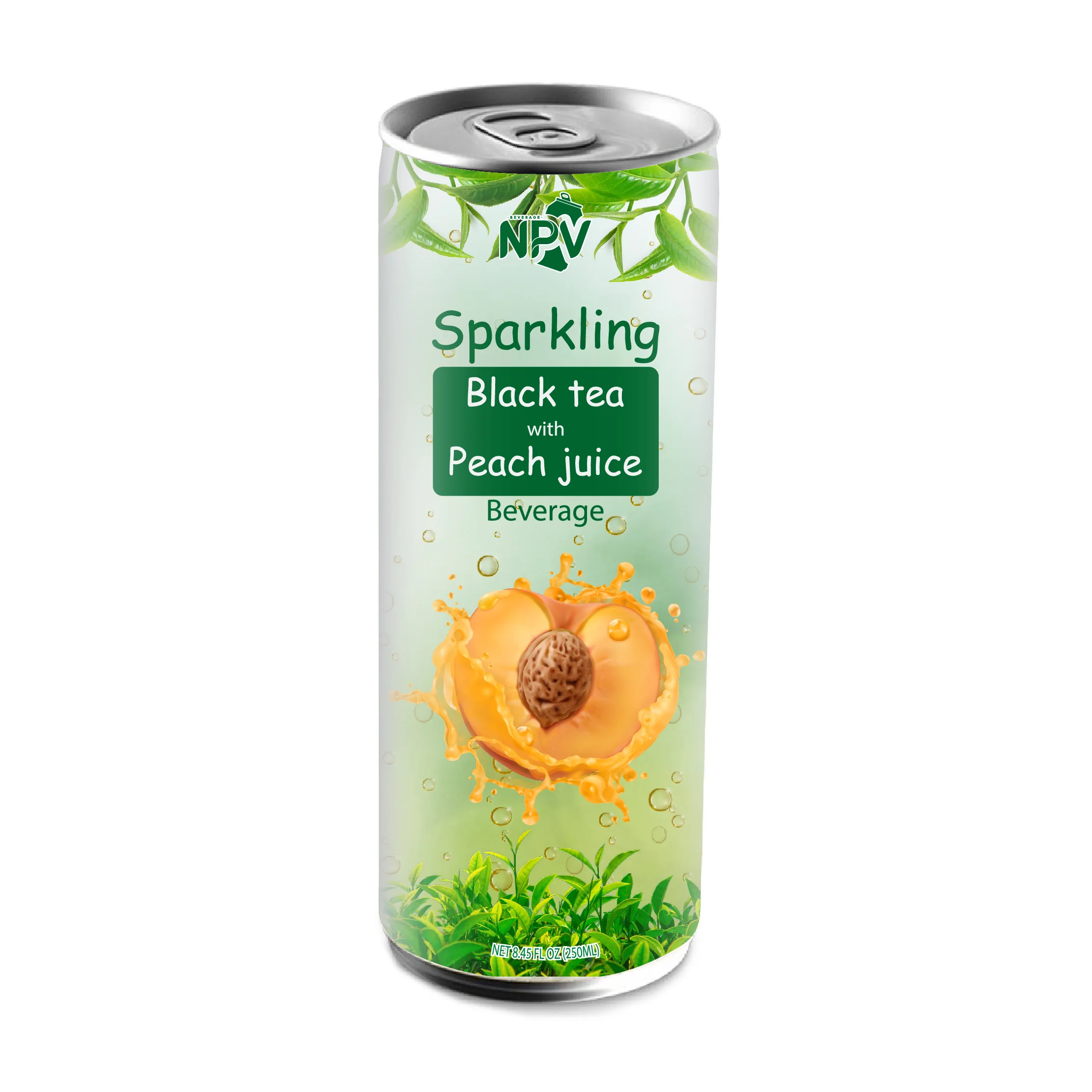 Vietnam Wholesale OEM Product Sparkling Black Tea With Peach Juice 250ml Can With Best Price And High Quality