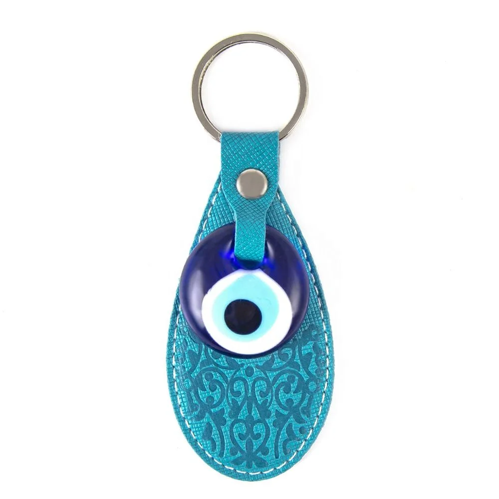 Evil Eye Beaded Imitation Leather Key Chain From Turkey