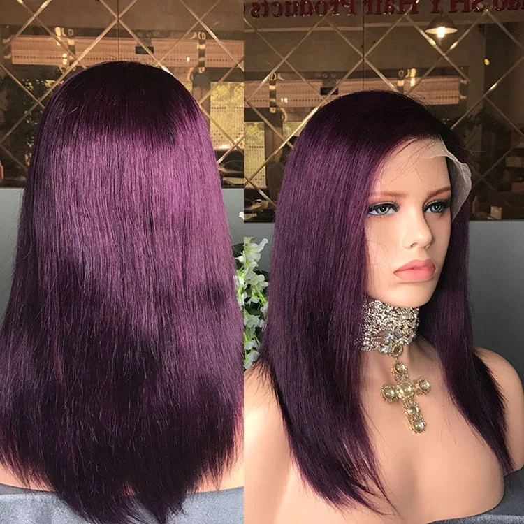 Парики на сетке спереди Shy design парики hd бразильские натуральные волосы фиолетовые без клея прямые человеческие с детскими волосами