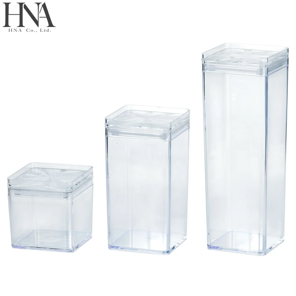 HNA Taiwan Made Airtight Square Acrylic Storage Containers for Food Cereal Snack