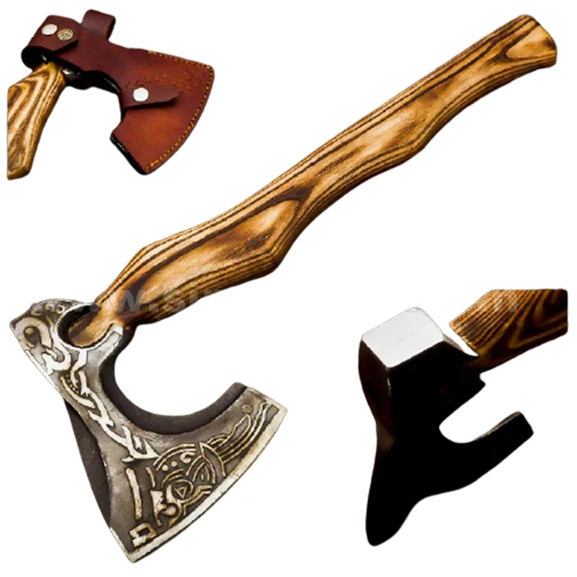 Стальной топор D2 ручной работы с ручкой из дерева, новая модель