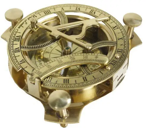 Nautical Brass Sundial Compass with Wooden Box Vintage Nautical Compass Vintage Style Marine Magnetic Brunton Compass