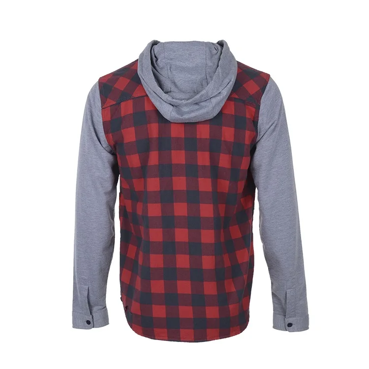 Fashion Design Lined Twill Plaid Flannel Shirt Men Zipper Turn Collar Shirt