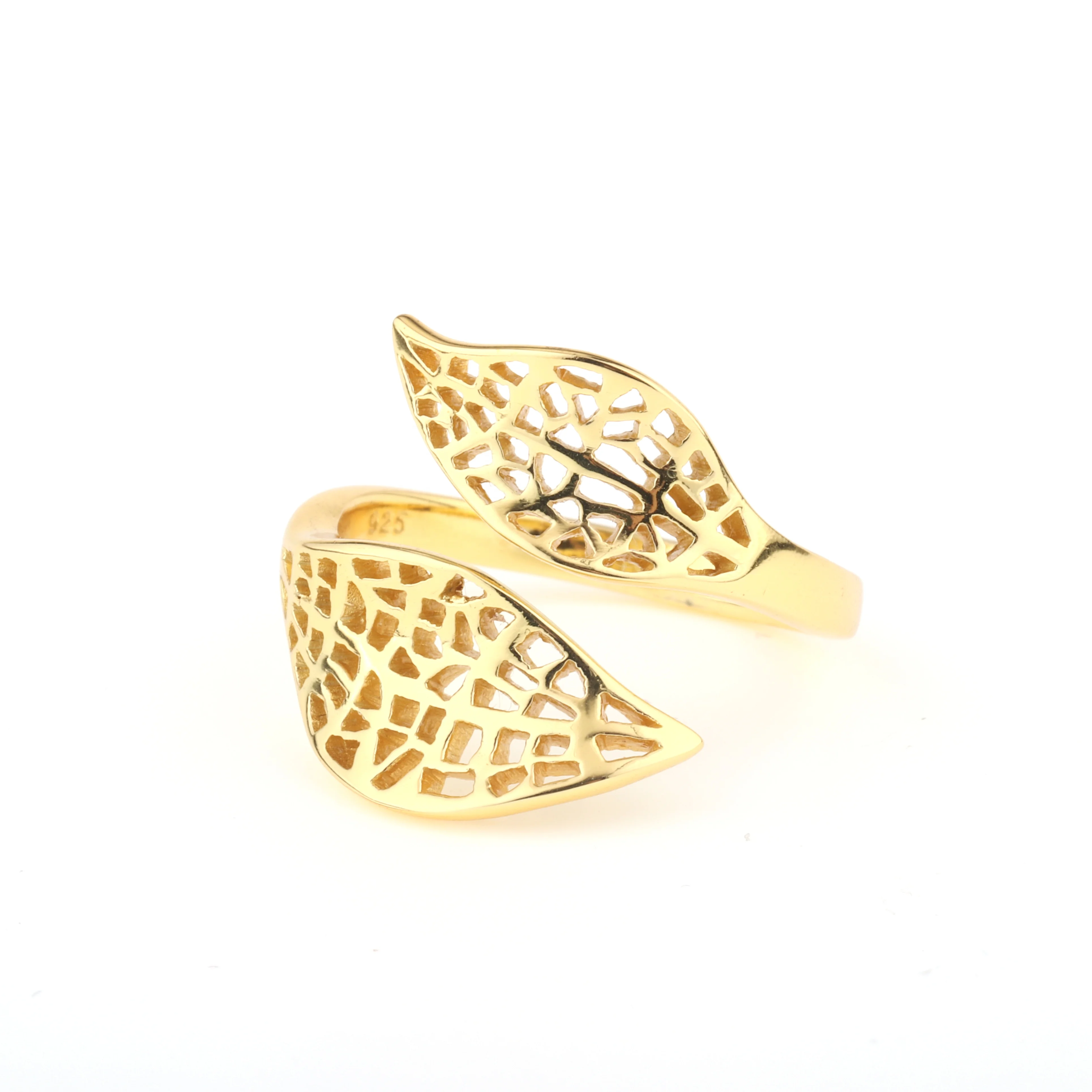 Silver Jewelry 925 Sterling Gold Plated Ring Leaf Ring Silver Leaves Silver Ring Jewelry Women