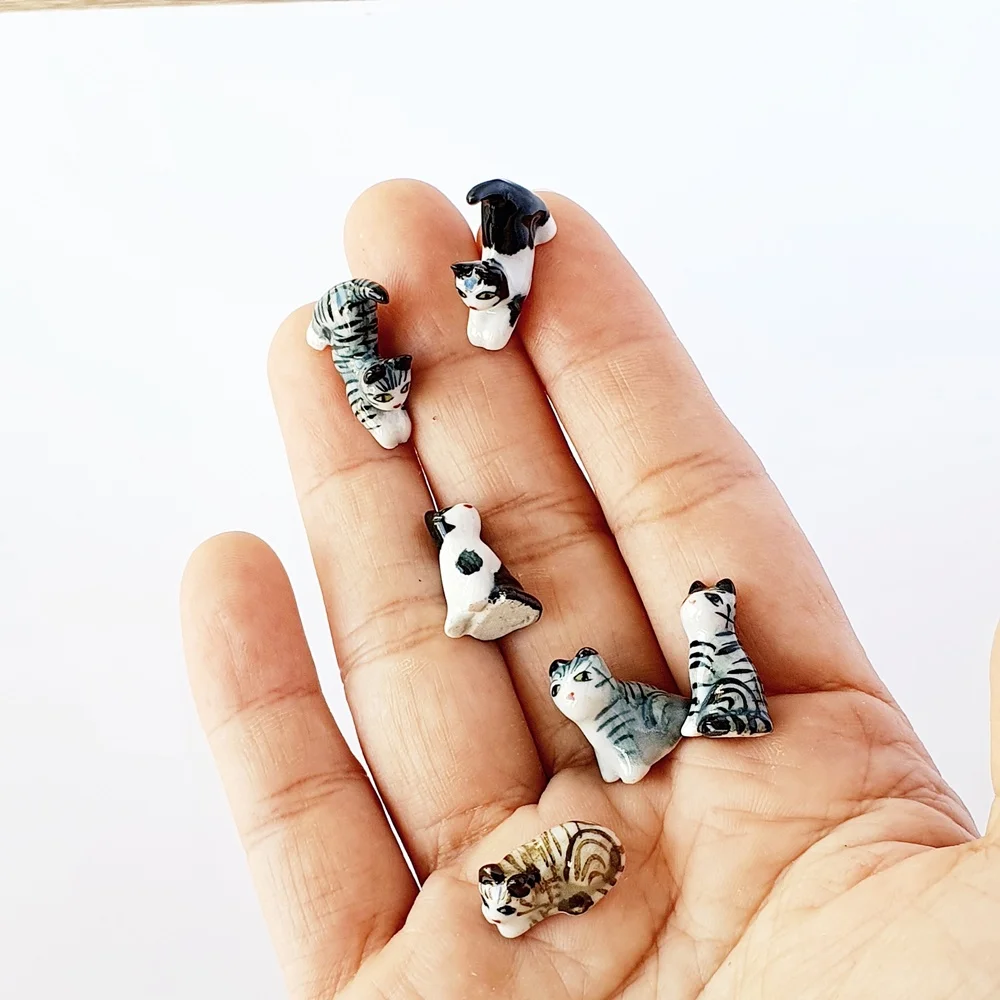 Dollhouse Miniatures Ceramic Figurine Animals Cat Kitten 6pcs/set