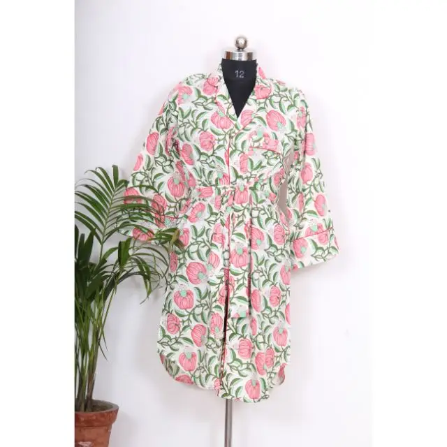 Индийское Хлопковое платье, женская рубашка, блузки, женская хлопковая рубашка с принтом ручной работы, богемная хлопковая рубашка с принтом, женская одежда больших размеров