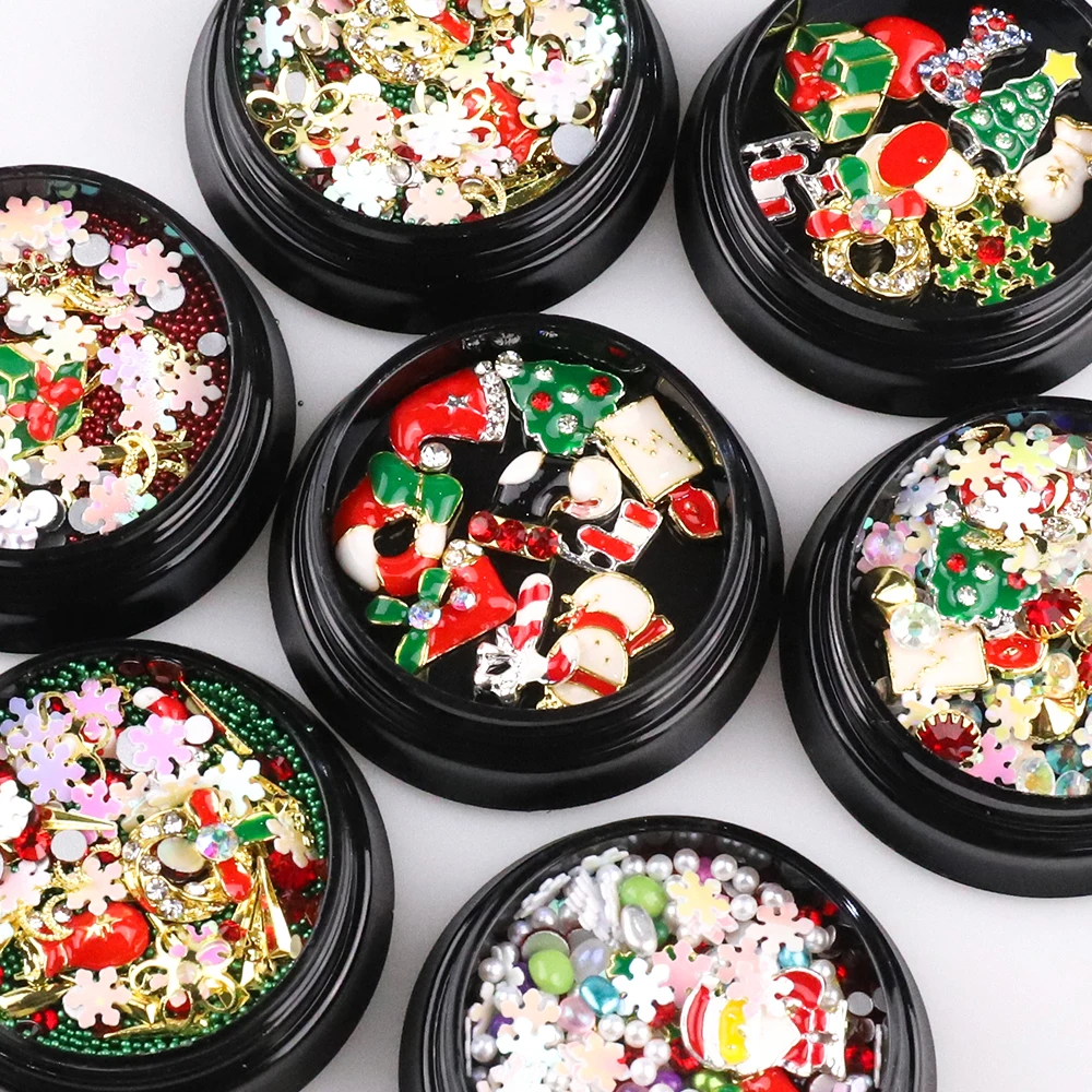 2021 Hot Selling Christmas Style Design Nail Accessories,3d Nail Decor Snowman Snowflakes Nail Art