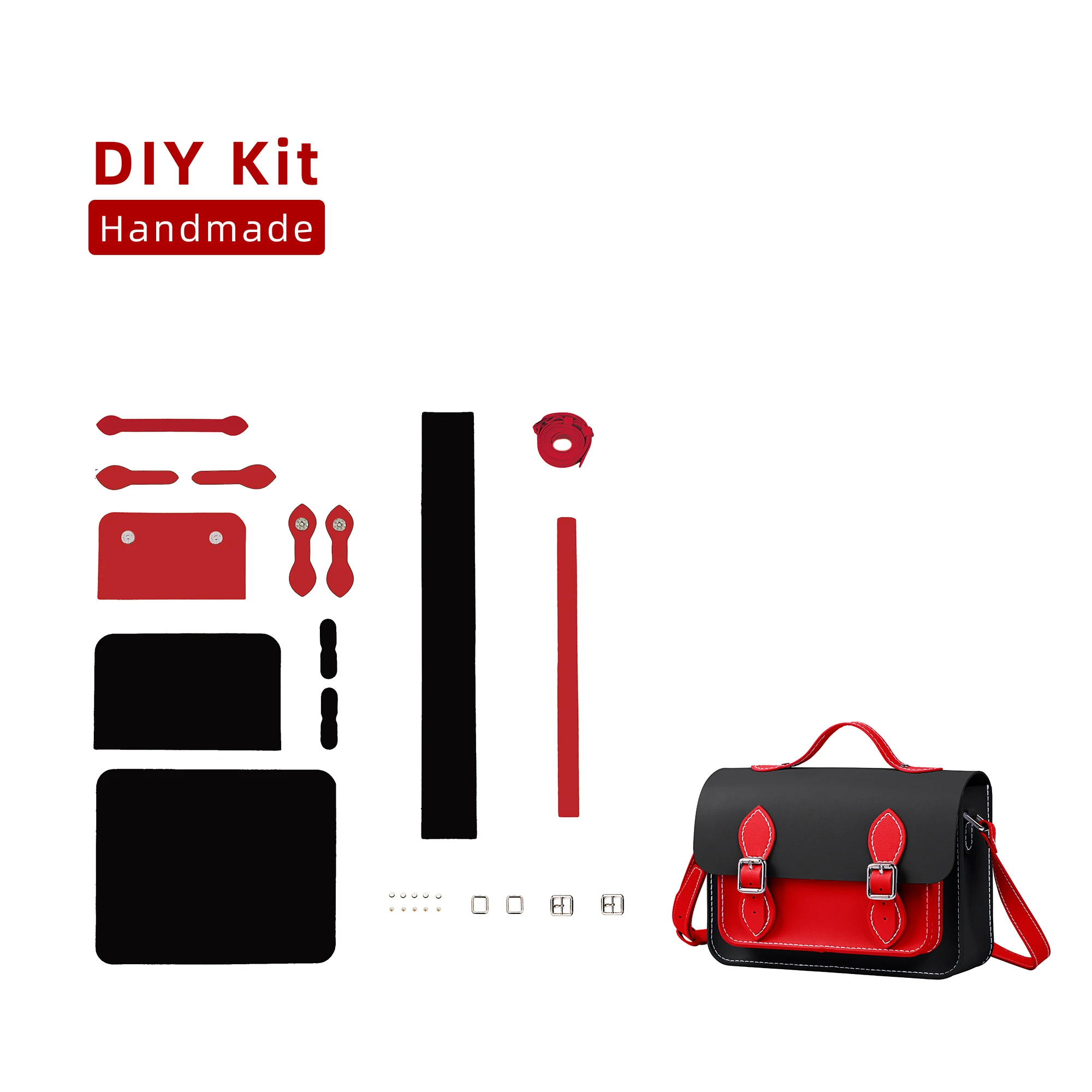 DIY Leather Handbag Kits Made With the Colors of the Chicago Bulls Team Logo,Make Your Own Hand-Stitched Women Shoulder Bags
