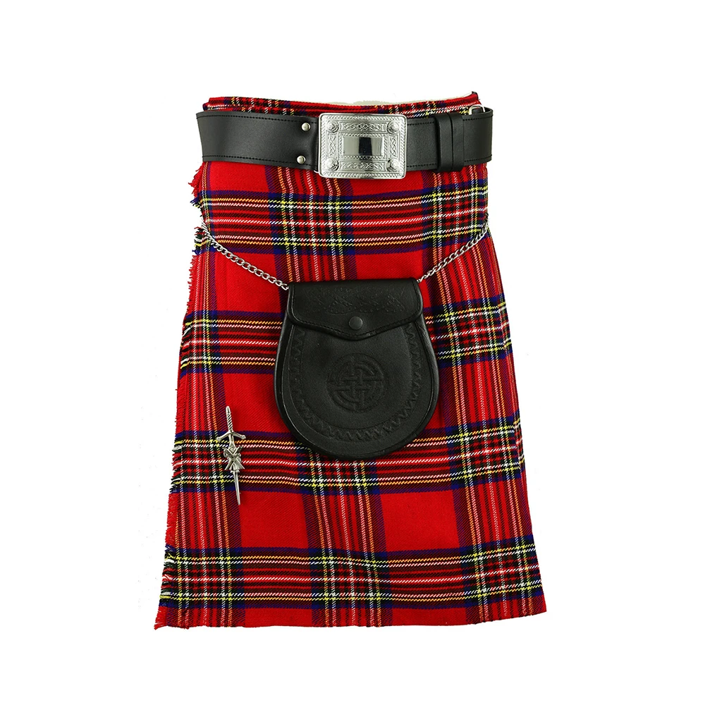 High Quality Custom Logo 8 Yard Royal Stewart Tartan Mens Kilt Best Highland Wear