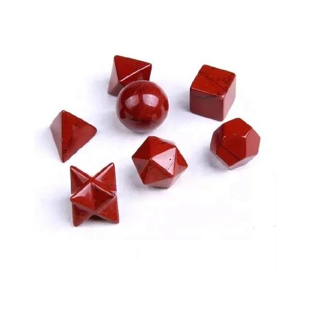 Platonic Solids 7-piece Red Jasper healing crystal sacred geometry set/Wholesaler Of Geometry Set/Chakra Stone