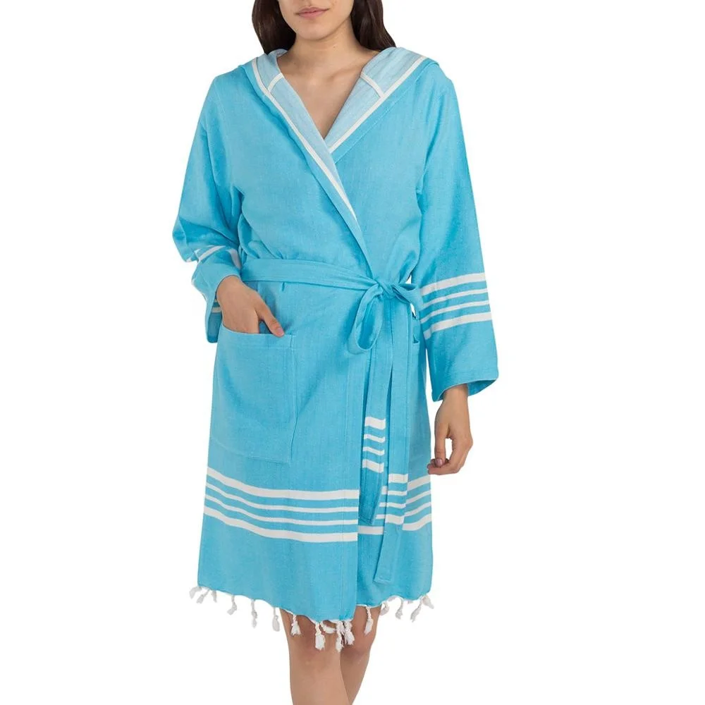 Top Quality Bathrobe with Hood for Men or Women and Breathable Quality Turkish Towels and Bathrobes