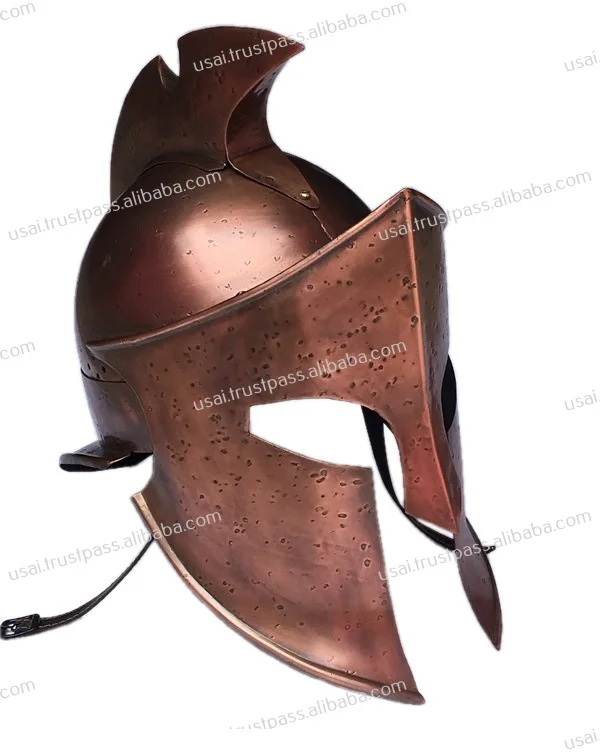WHOLESALE COPPER FINISH MOVIE 300 KING LEONIDAS HELMET COLLECTIBLE ARMOR HELMET FOR ANTIQUE SHOW AND FACE COVER SHOOTING ETC