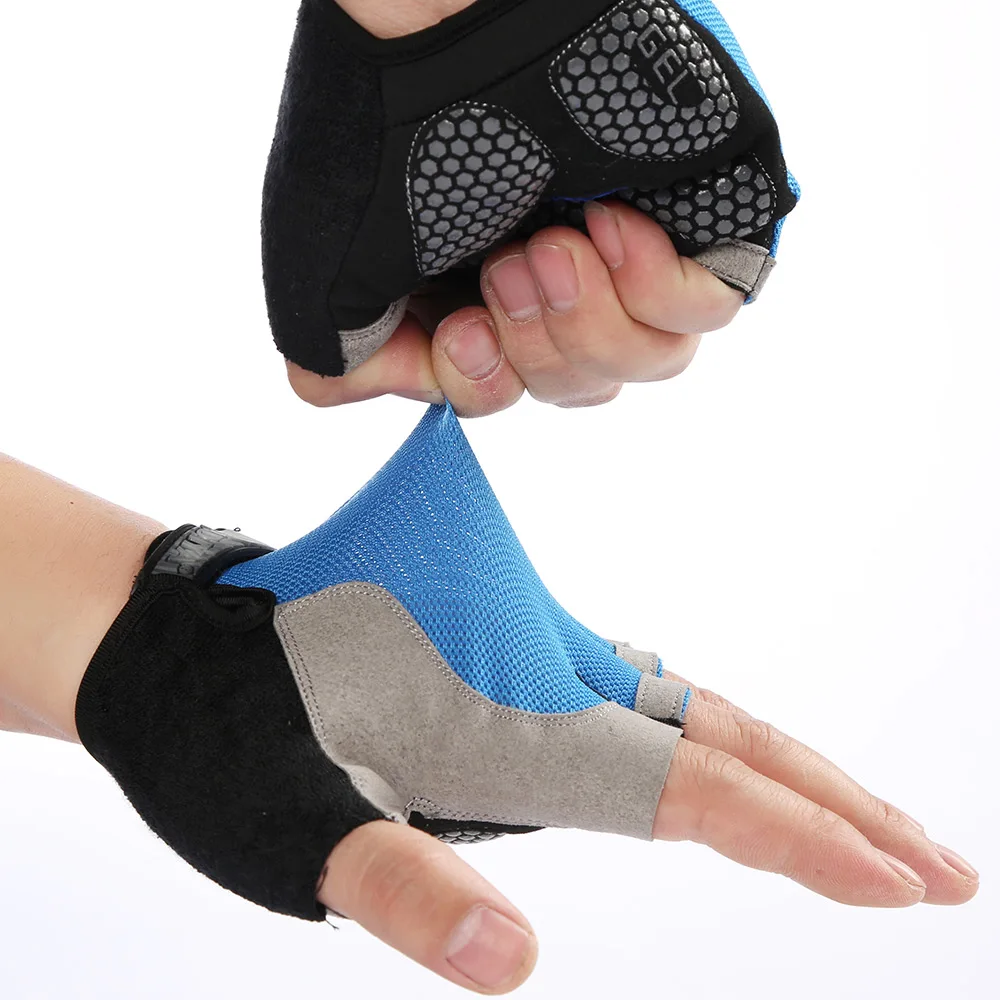  Breathable mesh half finger anti-shock gym gloves for dynamic bicycle dumbbell