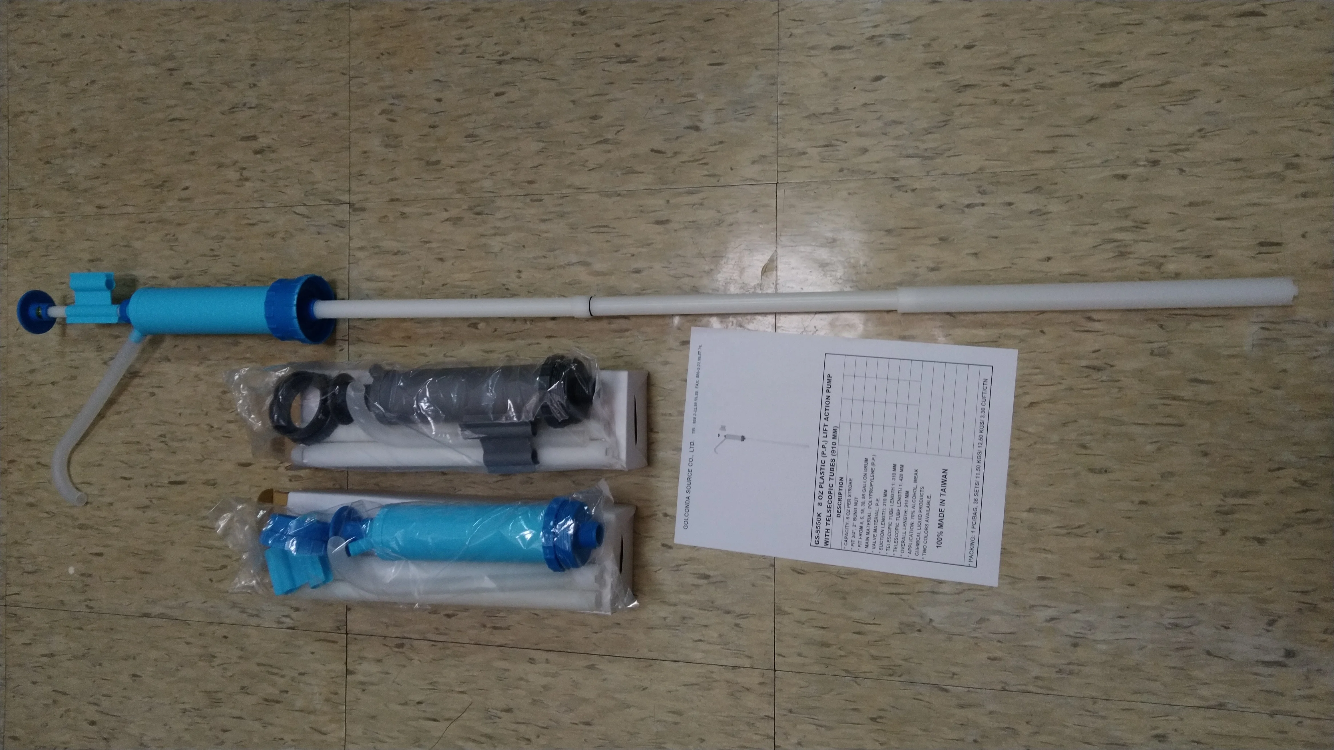 GS-5550K  8 OZ PLASTIC (P.P.) LIFT ACTION PUMP WITH TELSECOPIC TUBES (910 MM) (GS-5550K)