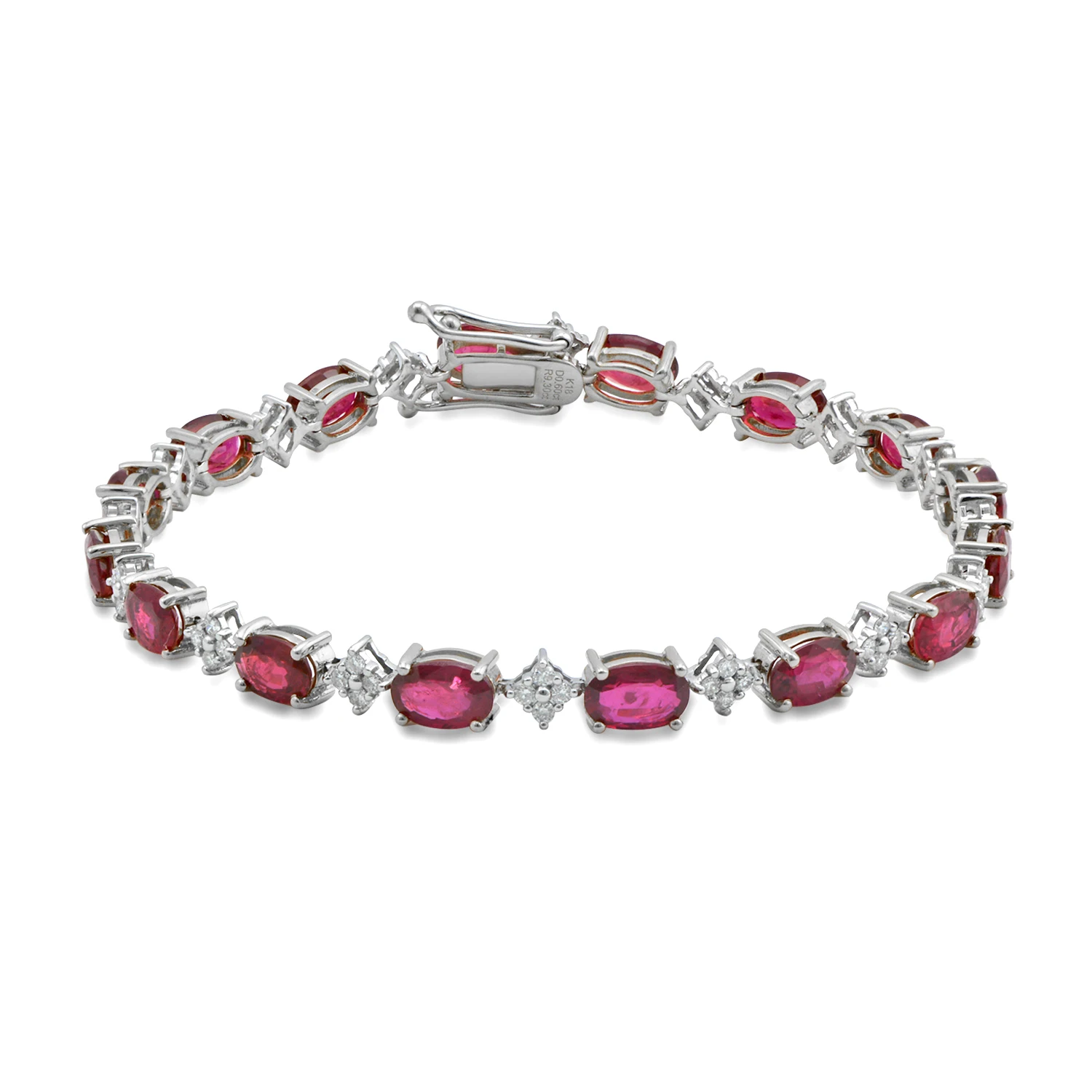 Beautiful Jewellery 18 Karat White Gold, Diamond And Ruby Bracelet