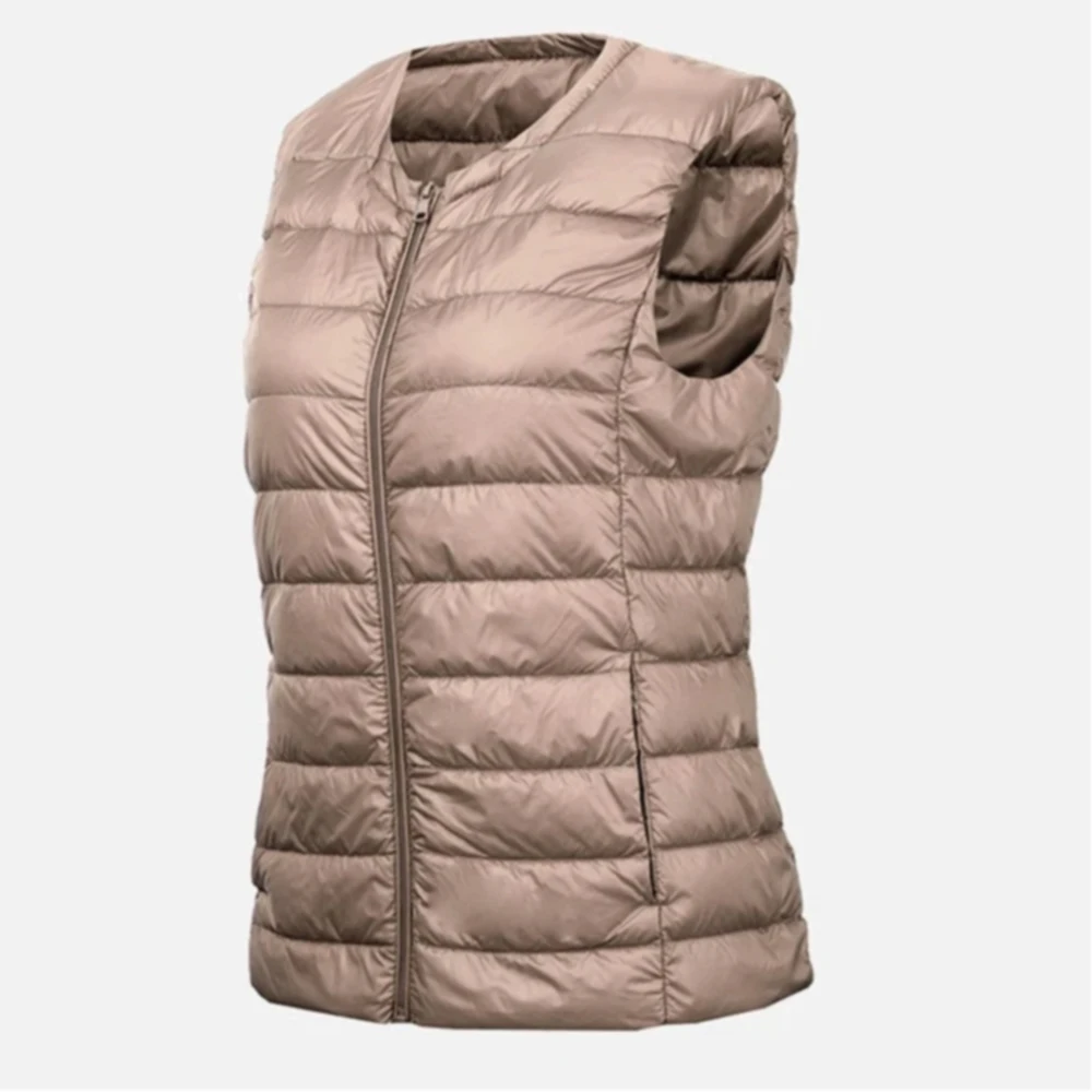 Custom outerwear zipper down cotton sleeveless jacket women short hooded rash down vest with fur hood waistcoat ladies gilet