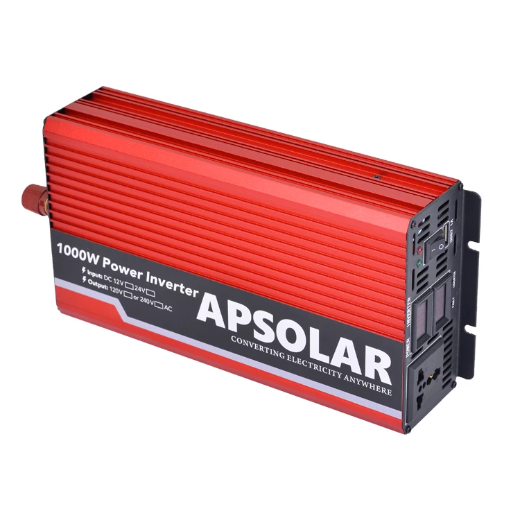 
1000 Watt 12V Power Inverter Pure Sine Wave 110V AC Hybrid Solar Power Supply Car Inverter,Converts 220 Volt AC,Air conditioner 