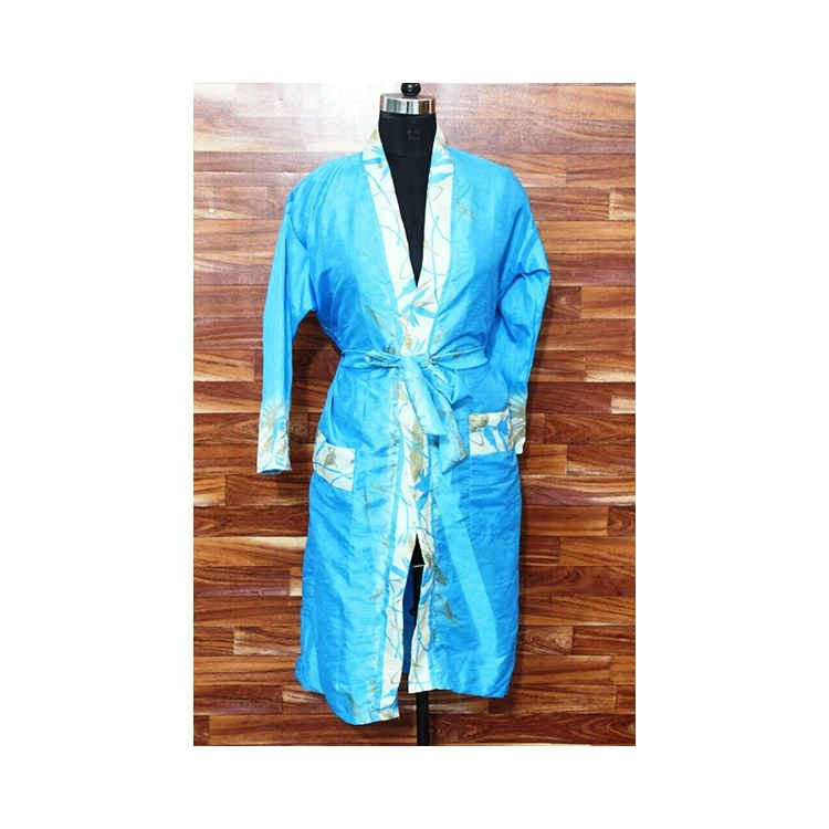 Women Casual Wear Kimono Robe Hippie Sari Bohemian Style Nightgown Beach Wear Sexy Silk Sari Printed Kimono Robe for Women