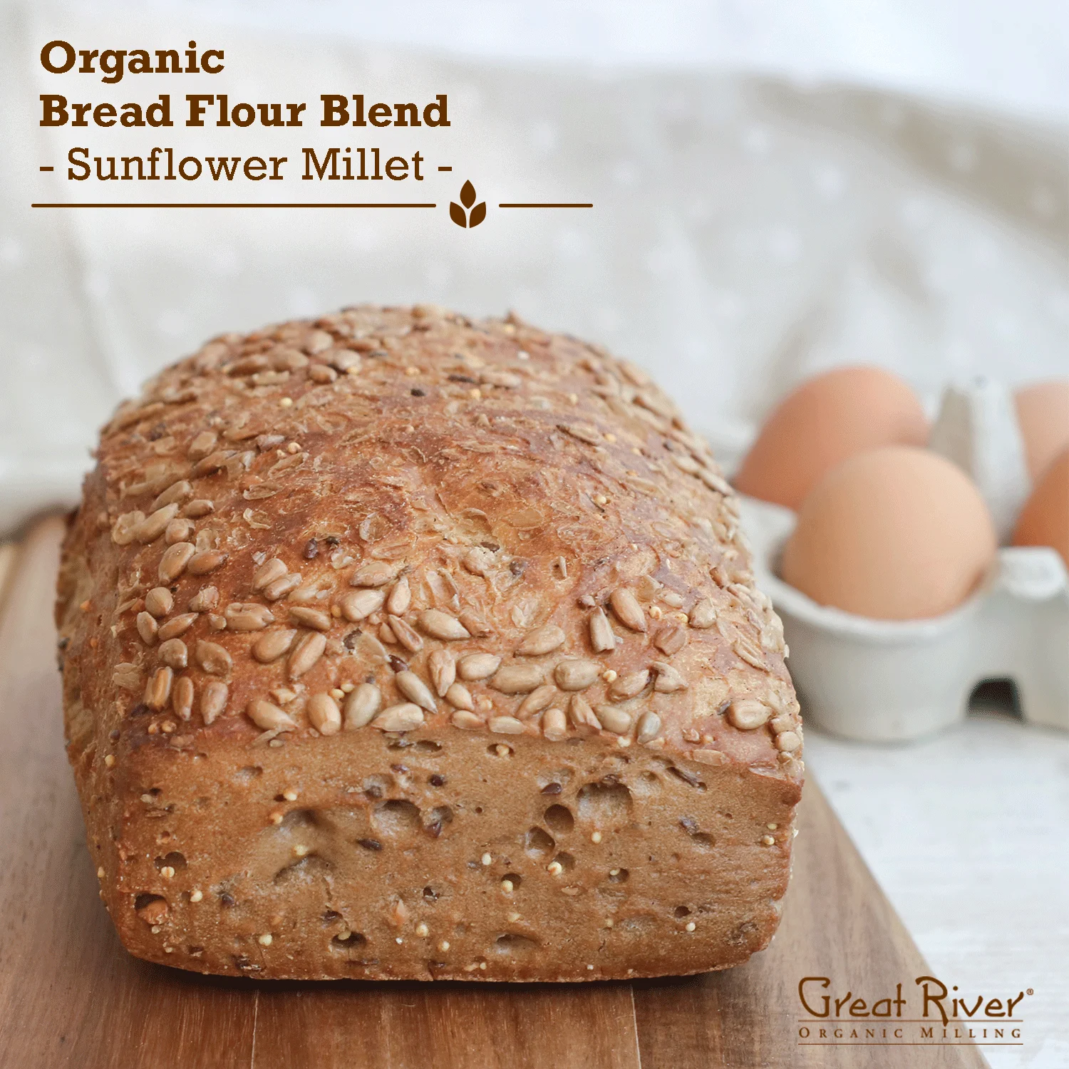 Great River Organic Milling Bread Flour Blend, Stone Ground, Organic, Sunflower Millet, 25 Pound (Pack of 1)