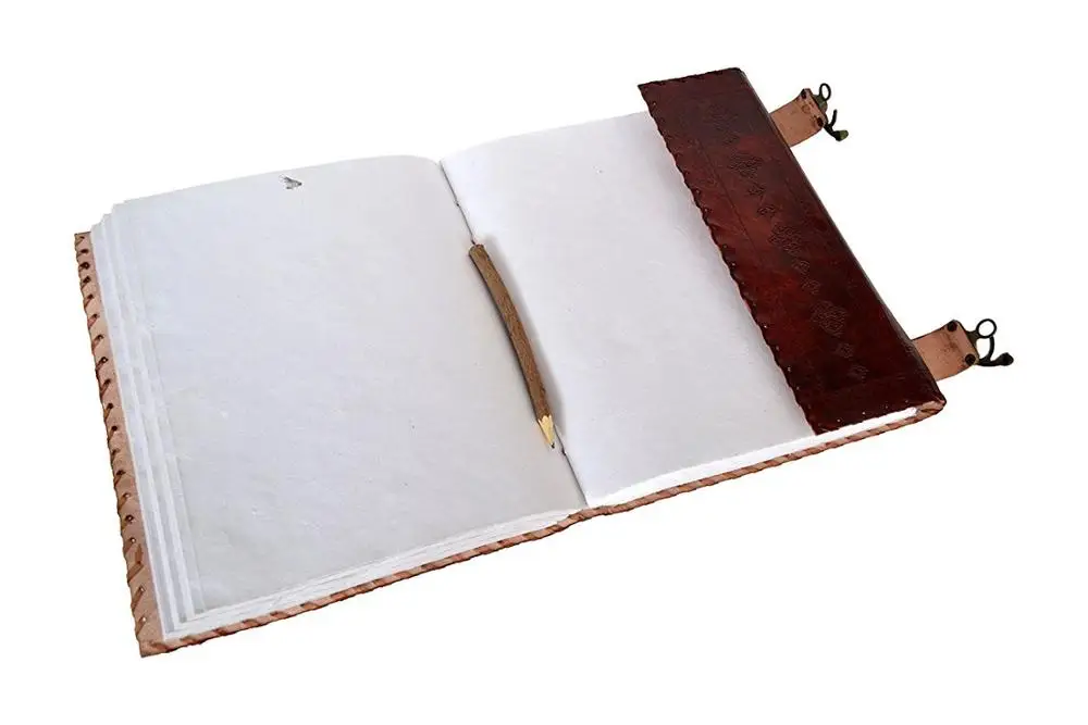 Chakra Notebook Office Supplies and Stationery School Supply Sketchbook Journal Embossed Five Stone Leather Gift Brown Hardcover