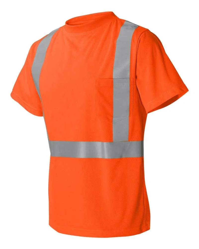 
Promotional OEM ODM Blank construction worker Polyester Reflective Tape Safety High Visibility Breathable tee for worker 