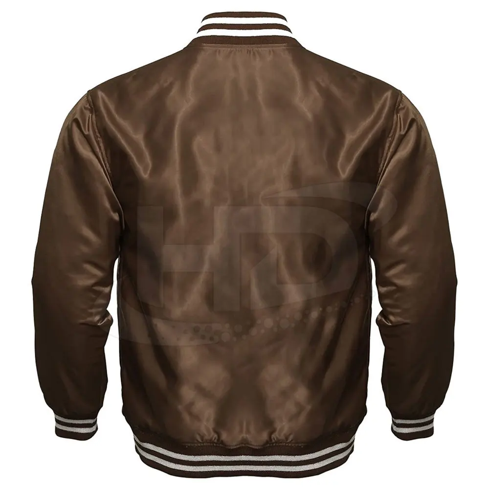 Custom embroidered  Baseball Satin Jacket 100 % Polyester Custom Satin baseball bomber varsity jackets / College Letterman