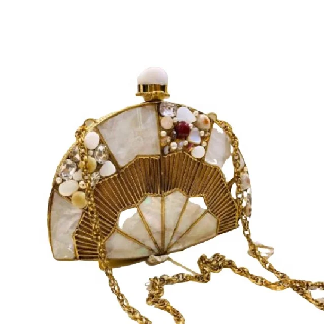 Brass High Quality Stone  High Class Luxury Clutch Bag / Evening Bag Hand Purse for Girls and Women