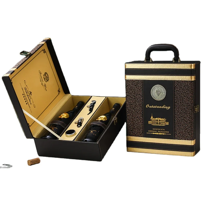 Hot Sale Nice Gift For 2 Bottle Red Wine Box For Shipping Packaging Wine Boxes