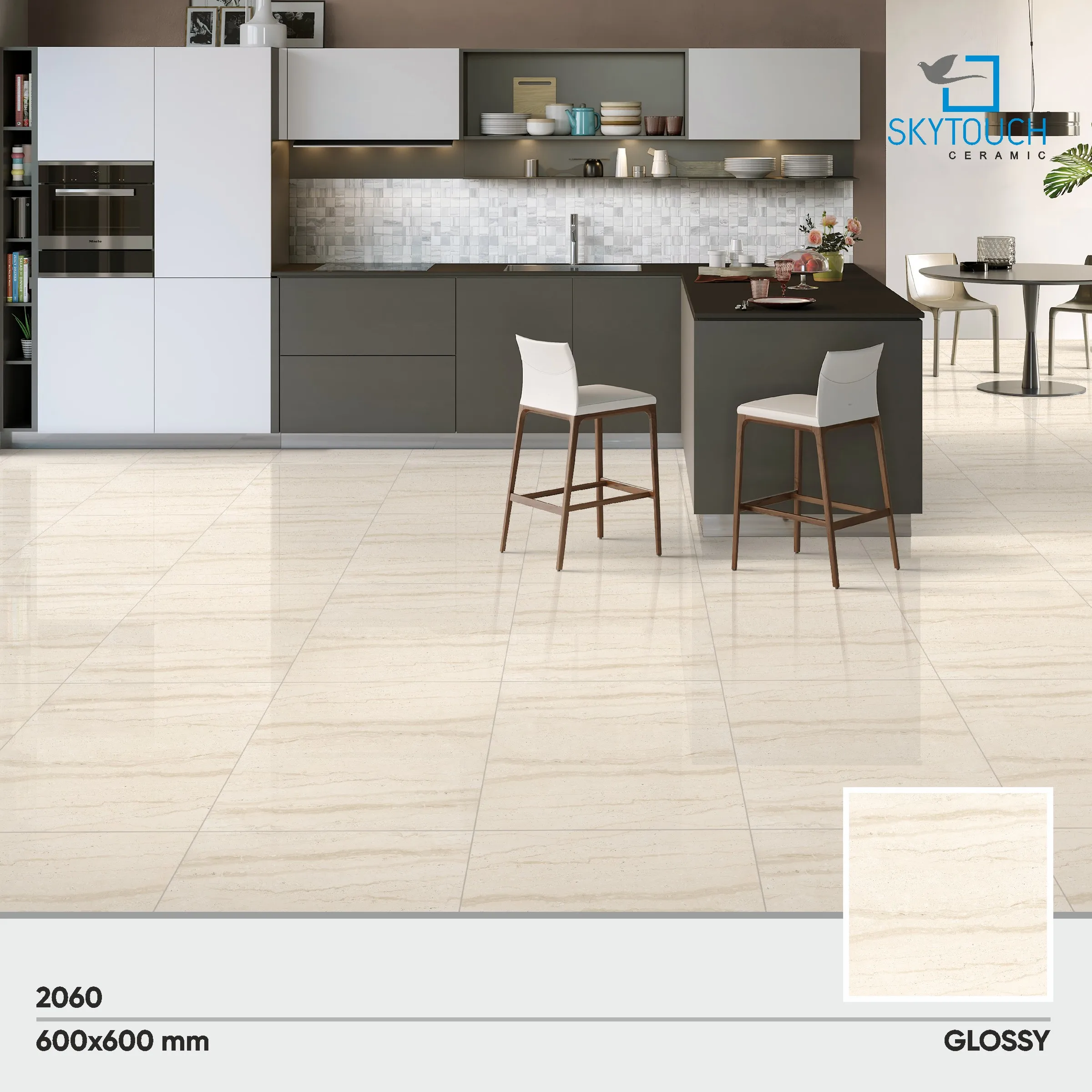 Standard Quality Turkish Indian Beige Color High Gloss Porcelain Tile For Living Room 600x600 600X1200
