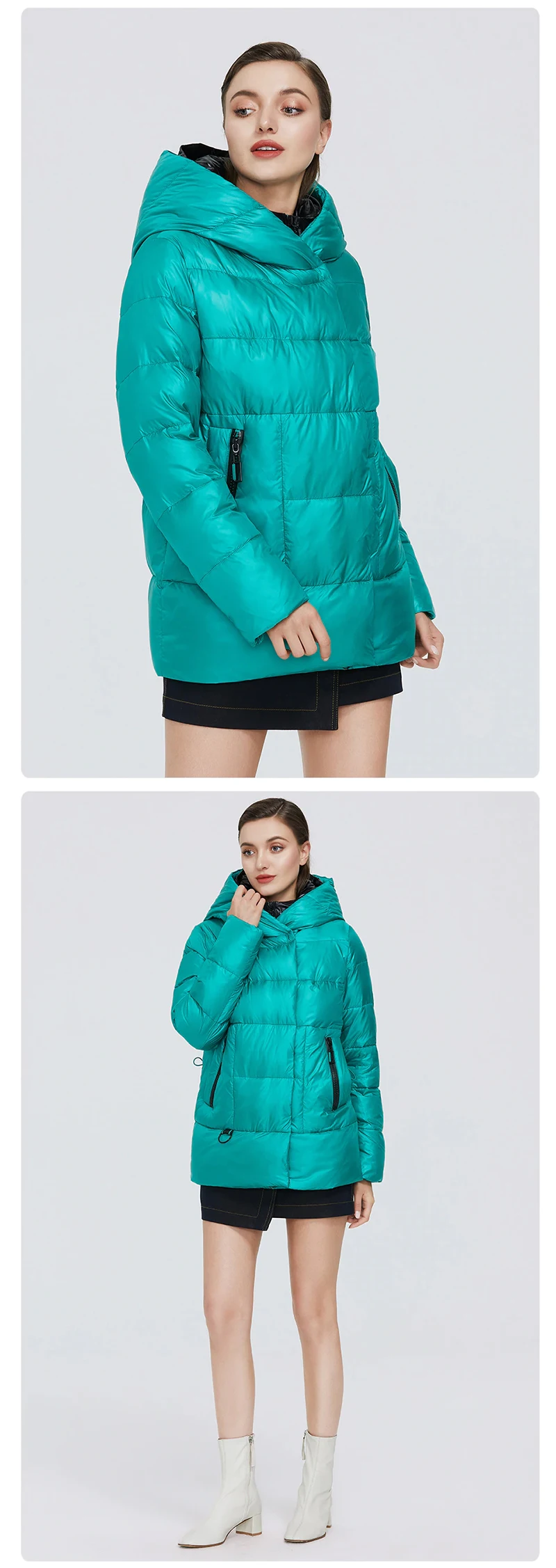  Парка пуховая женская с капюшоном теплая верхняя одежда на молнии модный плотный пуховик