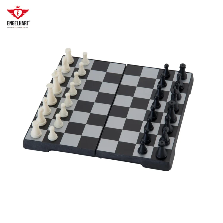 Magnetic travel chess foldable playing field storage compartment inside Longfield Chess Games EU wholesaler Kids Toys