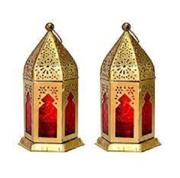 Lantern Decoration of Lanterns Mango Wood Decor wholesale cheapest iron Wood Brass small lantern decoration candle tealight